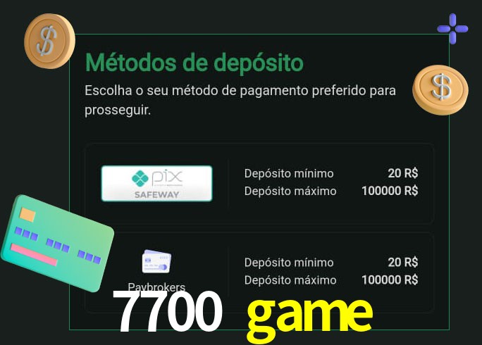 O cassino 7700 game oferece uma grande variedade de métodos de pagamento
